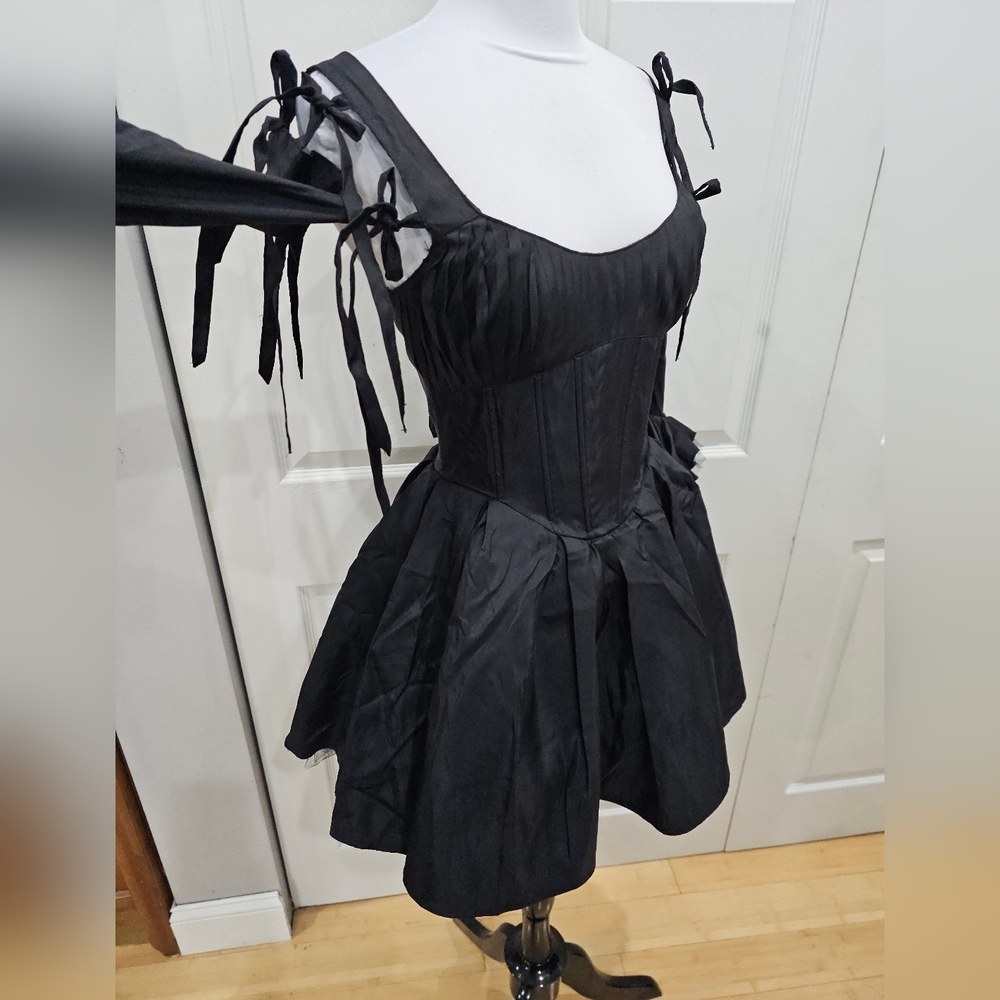 Dolls Kill Goth Witchy Black Widow Haunted Hue Corset Lace Up Mini Dress S - Picture 5 of 13
